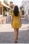 V-Neck Chiffon Mini Dress with Flounces and Gathered Sleeves - 4