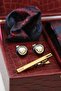 Burgundy Men's Gift Box - Tie with Handkerchief, Cufflinks, Tie Clip Kmk220 - 2