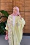 Women's Tulle Floral Embroidered Bat Sleeve Linen Suit - 3