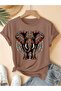 Women's Tribal Elephant Printed Oversize T-Shirt Loose Fit