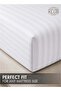 1-Piece Microfiber Fitted Sheet Striped,Color: White, King (180 x 200 cm),Design Soft Fabric Deep Pocket Elastic Edge Bed Linen - 4