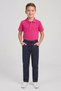 Boys' Fuchsia Short Sleeve Polo Collar T-Shirt Navy Blue Ribbed Waist Canvas School Pants Bottom Top School Outfit - 2