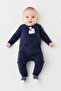 Toddlers Boy Graphic Print Long Sleeve Romper, Navy
