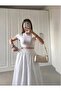 White Double Skirt with Elastic Waist and Pockets - 2