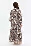 Patterned Belt Detailed Comfortable Fit Women's Dress - 6