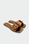 Lars Buckle Detailed Women's Copper Flat Slippers