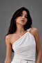 Women's White One-Shoulder Blouse with Accessory Detail and Special Design - 2