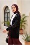 كارديجان تريكو منقوش بتفاصيل بوم بوم مخرمة - أسود