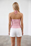 Women's Pink Halter Neck Degaje Collar Backless Blouse Alc-X15561 - 4