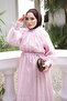 Pink Dress with Sleeves and Waist Tie - 2
