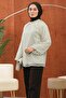 Cream Polka Dot Balloon Sleeve Chiffon Blouse - 2