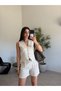 Cream Belted Linen Shorts Set - 6