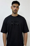 Simons Cat People Design Printed Oversize Black T-Shirt