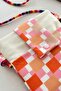 Checkered Hanging Pocketed Book Cover Book Bag Organizer - 3