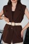 Patterned Round Gold Buckle Women's Belt Dress Belt Shirt Belt Jacket Belt - 3