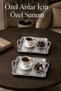 2-Piece Silver Tray with Silver Handles - Stainless Steel Italian Handle Detail Coffee Tea Serving Tray Engagement Tray - 2