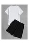 Men's Cotton T-Shirt Shorts Set Letter K Spades Symbol Printed Crew Neck Casual Summer Wear - 2