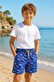 Boy's Patterned Swim Shorts Pool Swimsuit M00835 Dark Blue - 2