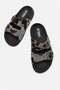 Women's Double Buckle Slippers Black Leopard - 4