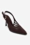 Fauna Dark Brown Satin Women's Heeled Shoes - 3