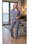Women's Summer Striped Ladybug Viscose Buttoned Pajama Set |   Stylish Model 780-120 - 5