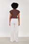 Women's Low Sleeve Basic T-Shirt - Brown - 5