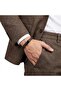 Coffee & Coffee Braided Leather and Titanium Lock Steel Bracelet 18393B8D1 Non-Tarnish Non-Allergenic Daily Elegance - 2