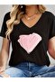 Women's Mix Printed V-Neck Sleeved Regular Fit Comfortable T-Shirt