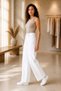 Alyona Wide Leg Lycra High Waist Women's White Jeans&Denim Pants