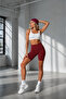 Women's Tile High Waist Soft Textured Gathering Premium Short Leggings - 2