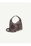 Wrinkled Textured Brown Shk328 Women's Baguette Hand, Arm and Shoulder Bag with Gold Tip Detail and Drawstring Accessory - 2