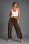 Women's Brown Modal Fabric Flowy Shalwar Trousers - 3