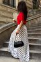 Ecru Polka Dot Maxi Women's Satin Skirt Mg2725 - 2