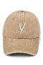 Beige Embroidered Washable Vintage Unisex Hat with Letter Y