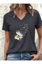 Women's Mix Printed V-Neck Sleeved Regular Fit Comfortable T-Shirt
