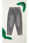 Plus Size Elastic Waist Pocketed Lycra Denim Mom Cut Women's Trousers - 2
