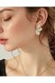 Women's Enamel Ecru Half Flower Design Earrings - 3
