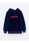 Navy Blue Hooded Embroidered Long Sleeve Unisex Children's Sweatshirt - 3