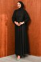 Black Collar Detailed Waist Belted Evening Dress - 3