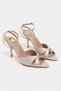 Monica Dark Beige Satin Ankle Belt Detailed Women's Thin Heeled Shoes - 4