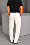Men's White Pleated Detail Timeless Design Premium Fabric Trousers - 5