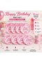 Girl's Birthday Pink Ribbon Party Set Happy Birthday 16 Piece Party Supplies 8 Plates 8 Cups Set - 3