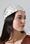 Pearl White Sequined Hand Knitted Bandana – Handmade Hair Band