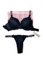 Lace Push up Set, Padded Bra and Thong Set, 2-Piece Set - 4