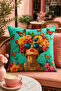 Flower Crowned Woman Butterfly Patterned Decorative Throw Pillow Cover Bohemian Living Room Decor 43X43 cm - 6