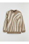 Crew Neck Zebra Patterned Women's Knitwear Tunic - 5