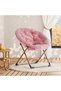 Oversized Folding Saucer Chair – Soft Faux Leather Upholstery – Ideal for Bedroom, Living Room, Dorm – Durable Gold Metal Frame – For Adults and Teens – - 2