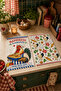 Happiness Rooster and Colorful Floral Patterned Country Kitchen Mediterranean Stylish 2-Piece Kitchen Towel Set 35X55 - 7