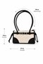 Linen Leather Detailed Rio Baguette Women's Shoulder Bag Black - 8