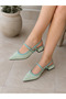 Amore Mint Green Suede 3 cm Low Heel Strap Sandals Shoes - 4